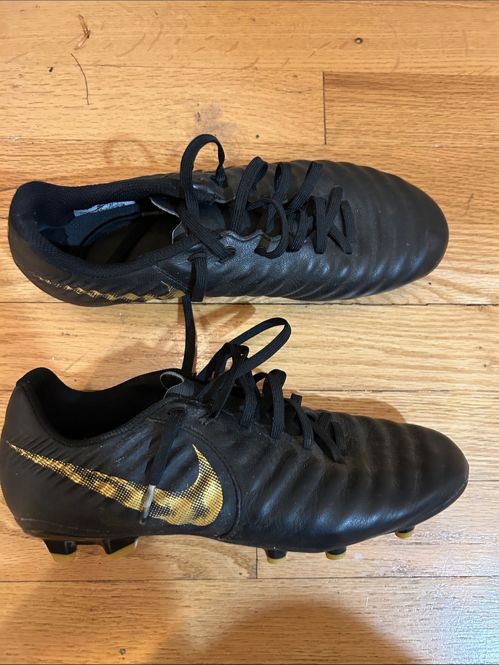 Nike Black and Gold Kids Soccer Cleats